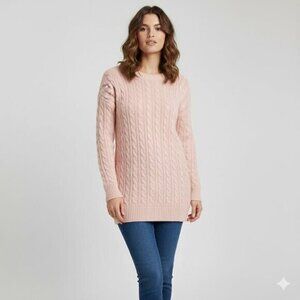 Y2k Women's Cable Knit Sweater Pink Cottage core Equestrian Coastal Preppy 8